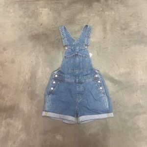 NWT y2k old navy women's blue overall‎ shorts vintage denim